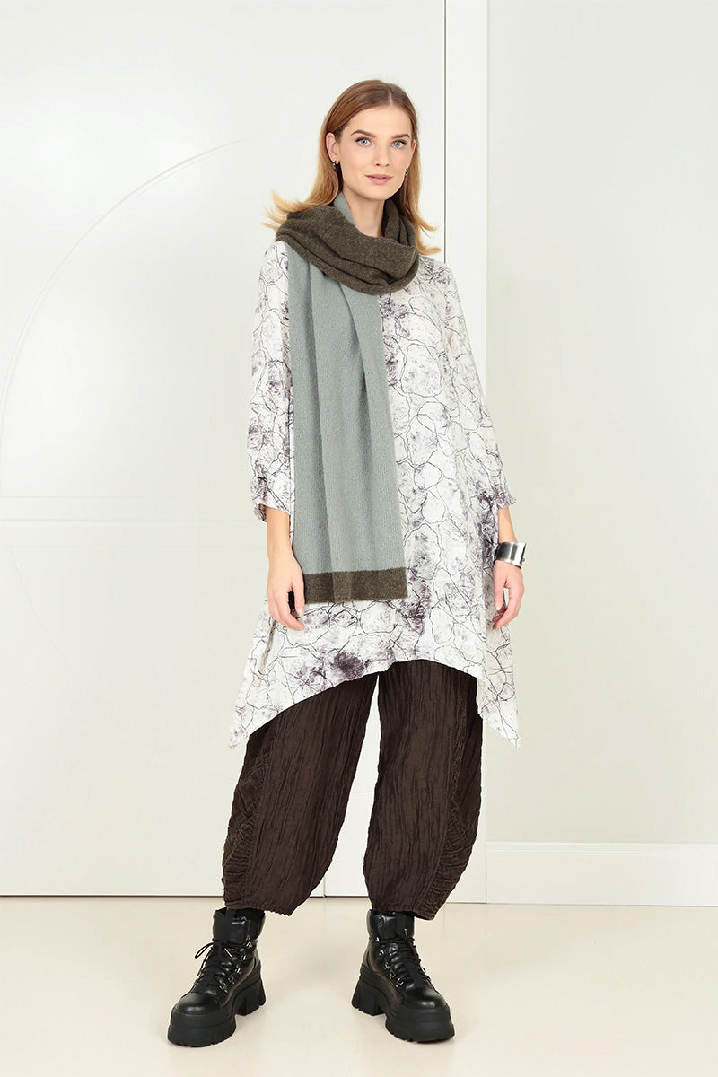 Dual Khaki &amp; Pistachio Wool Scarf 7