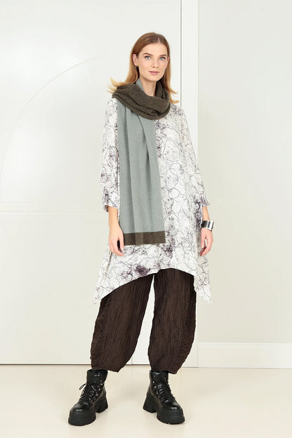 Dual Khaki &amp; Pistachio Wool Scarf 7