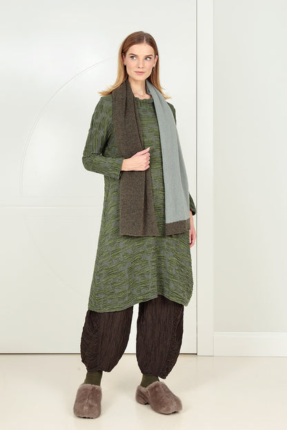 Dual Khaki &amp; Pistachio Wool Scarf 6