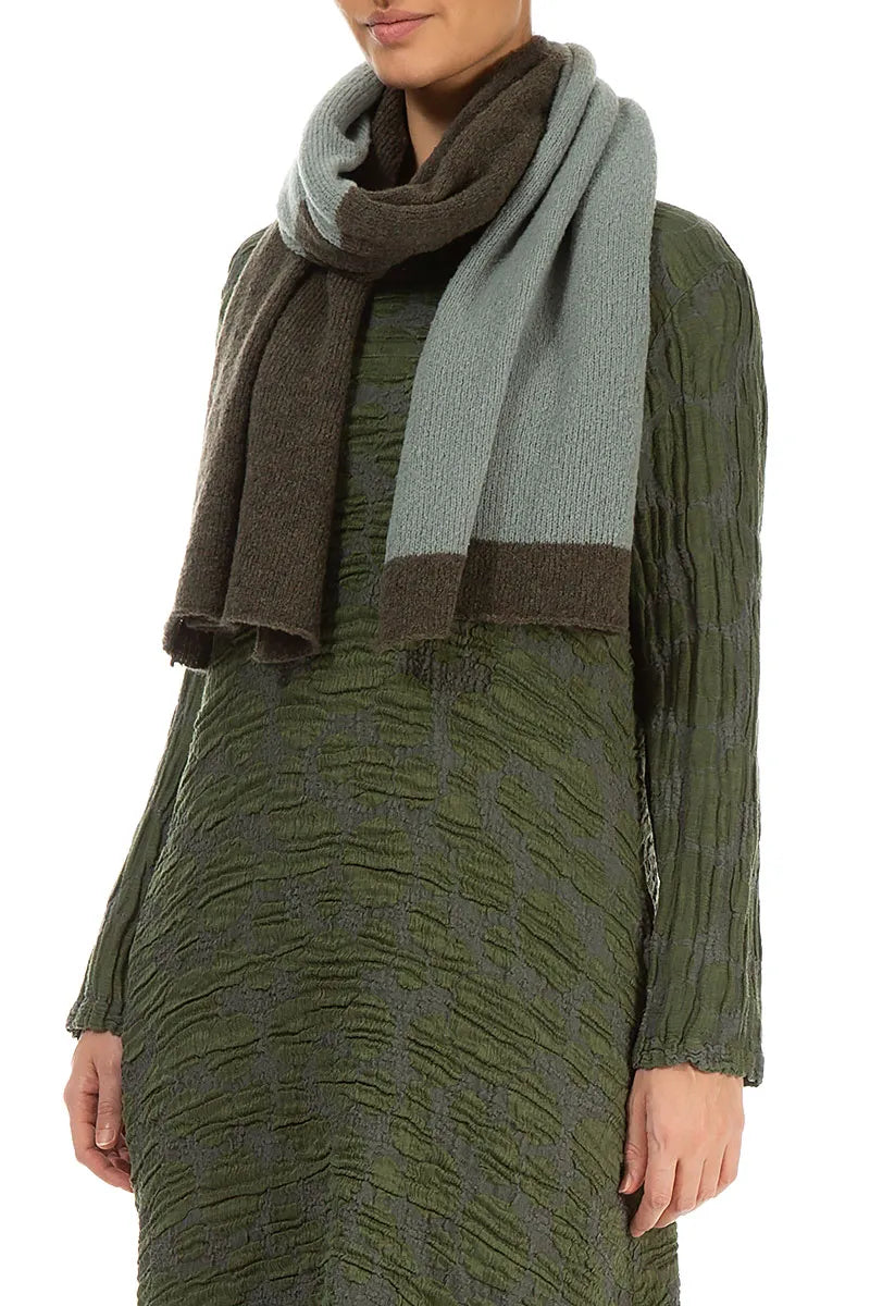 Dual Khaki &amp; Pistachio Wool Scarf 3