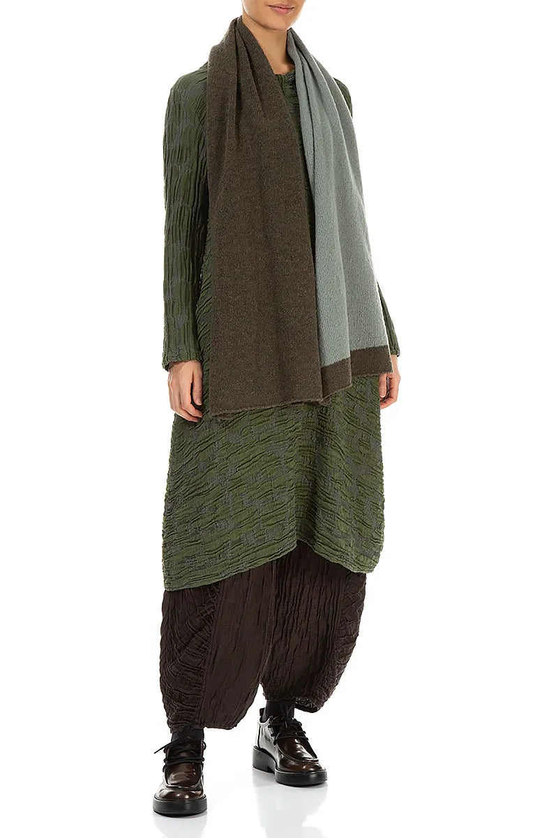 Dual Khaki &amp; Pistachio Wool Scarf 2