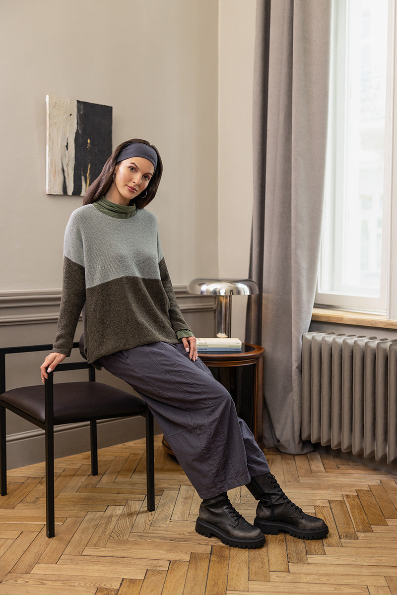 Dual Khaki &amp; Pistachio Wool Sweater 1