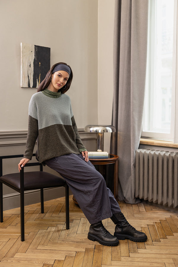 Dual Khaki & Pistachio Wool Sweater 1