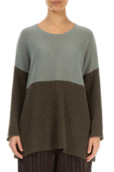 Dual Khaki & Pistachio Wool Sweater 1