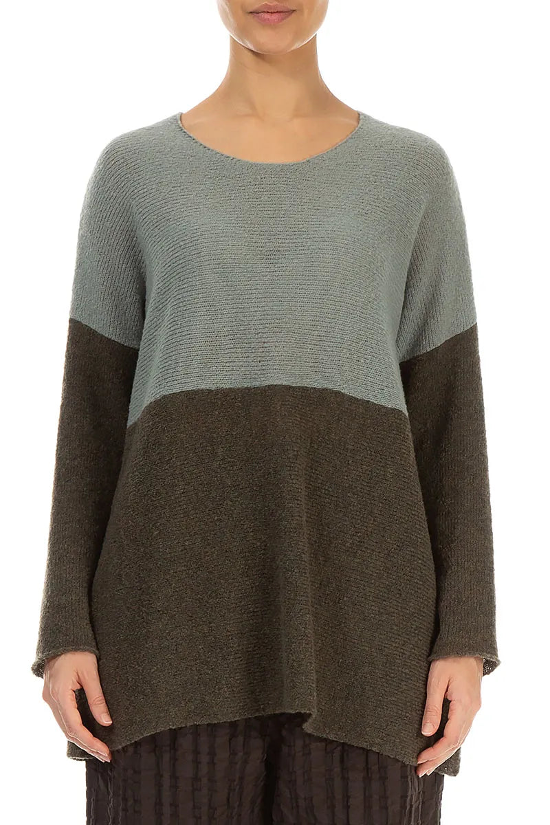 Dual Khaki &amp; Pistachio Wool Sweater 1