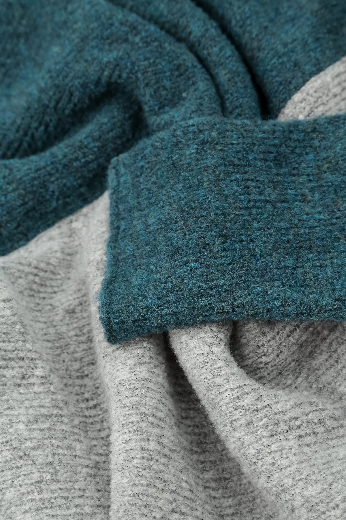 Dual Light Grey &amp; Teal Wool Sweater
