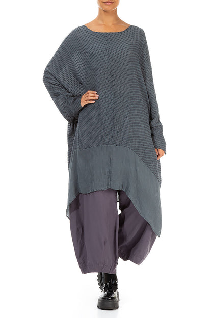 Dual Longer Edges Dotty Grey Silk Tunic