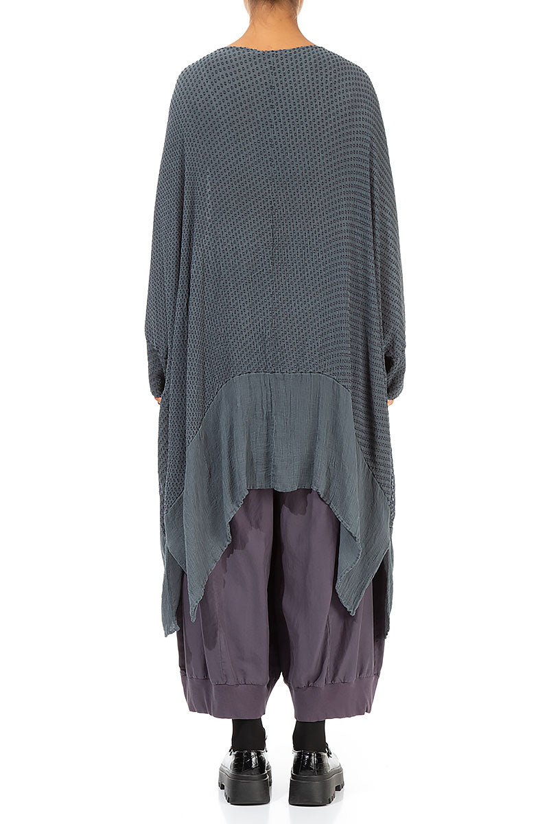 Dual Longer Edges Dotty Grey Silk Tunic