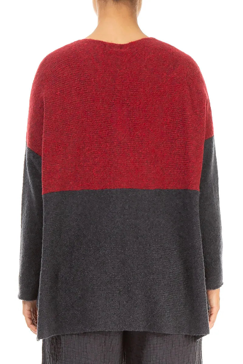 Dual Ruby Red &amp; Dark Grey Wool Sweater 2