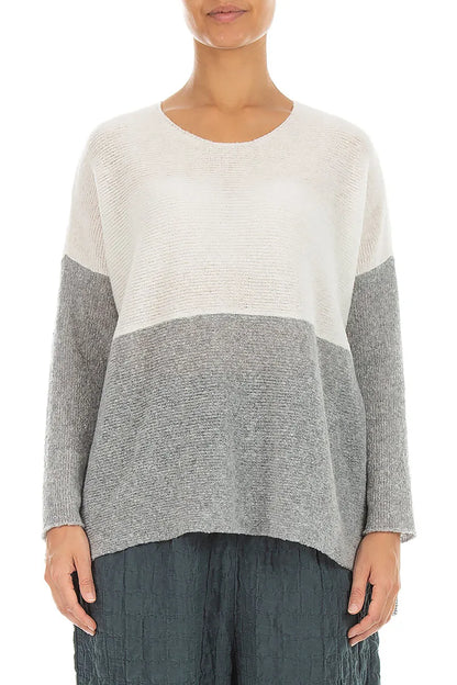 Dual White &amp; Light Grey Wool Sweater