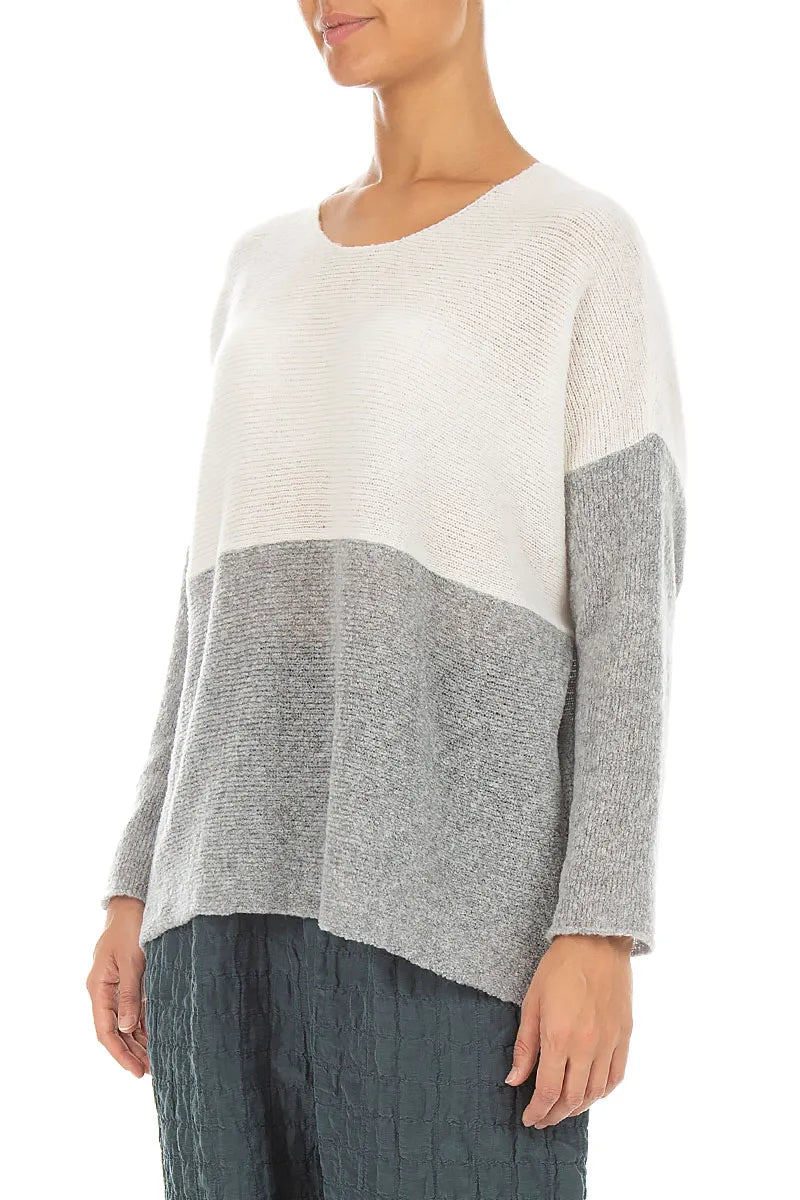 Dual White &amp; Light Grey Wool Sweater