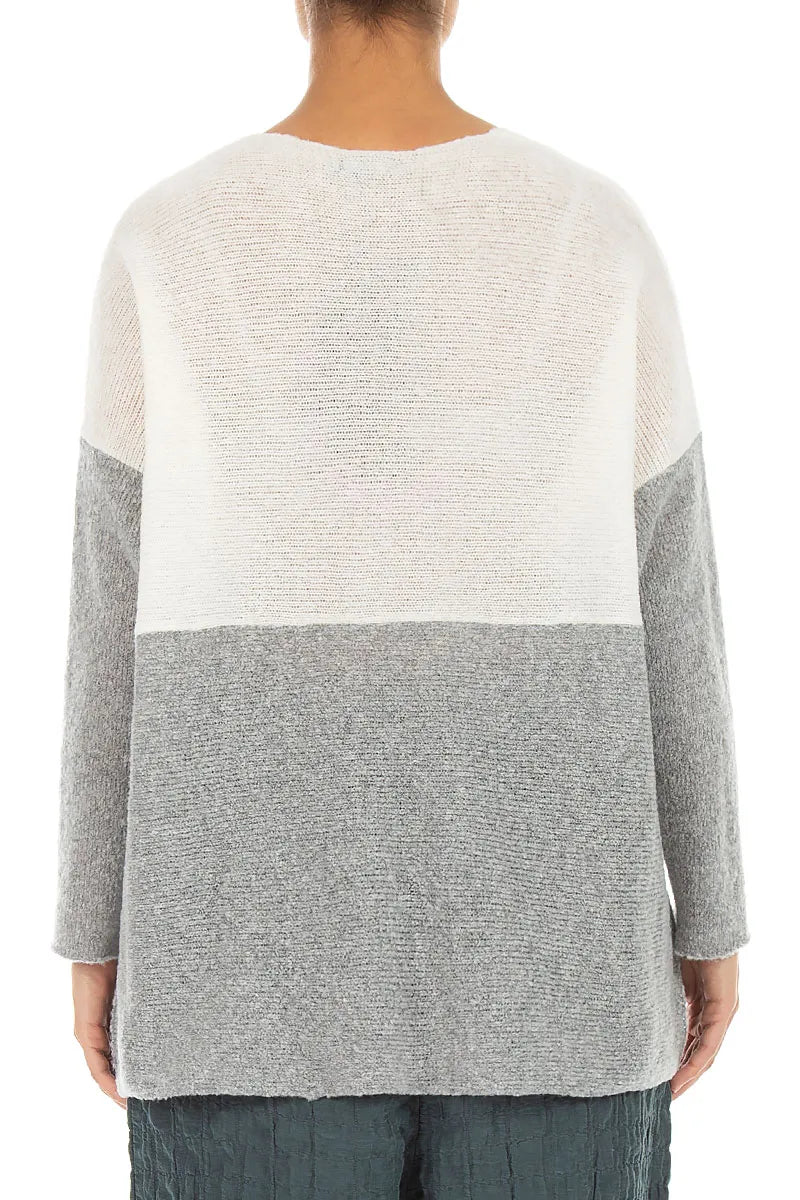 Dual White &amp; Light Grey Wool Sweater