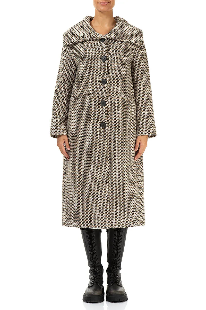 Manteau élégant en laine vierge beige