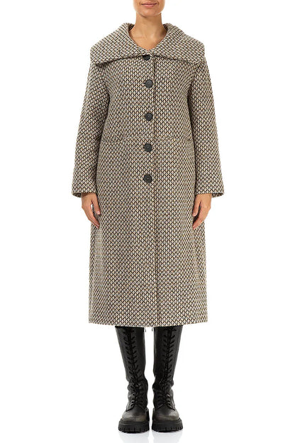 Manteau élégant en laine vierge beige