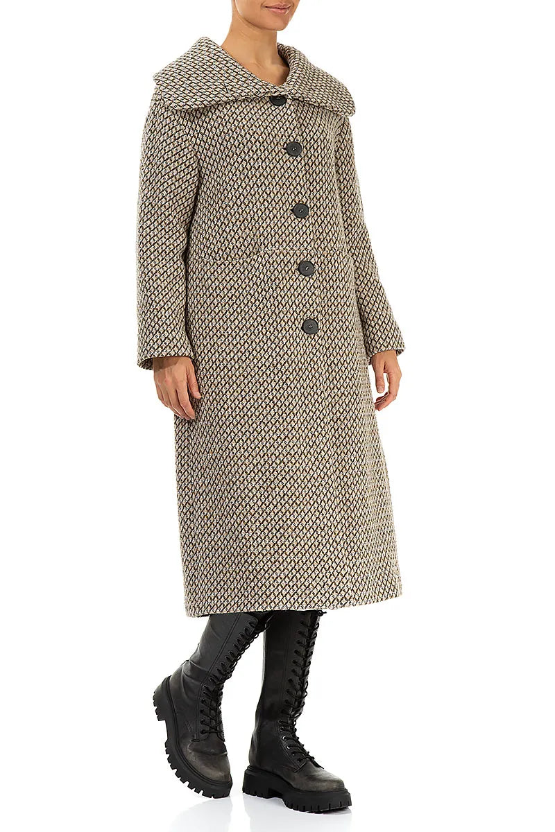 Manteau élégant en laine vierge beige