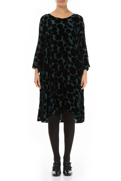 Robe élégante en velours de soie à motif paon Devoré Bubbles