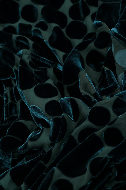 Robe élégante en velours de soie à motif paon Devoré Bubbles