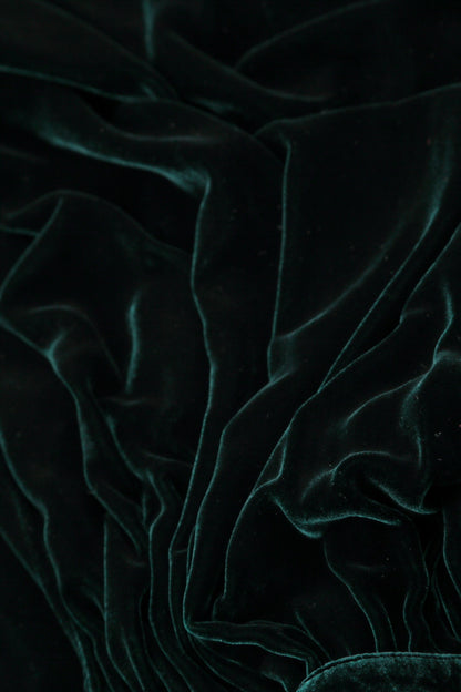 Elegant Emerald Silk Velvet Dress