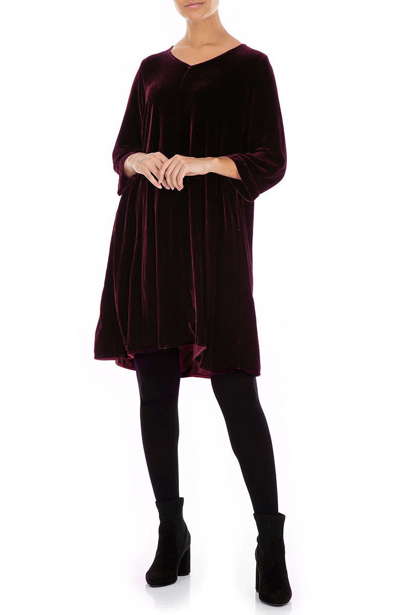 Elegant Magenta Silk Velvet Dress