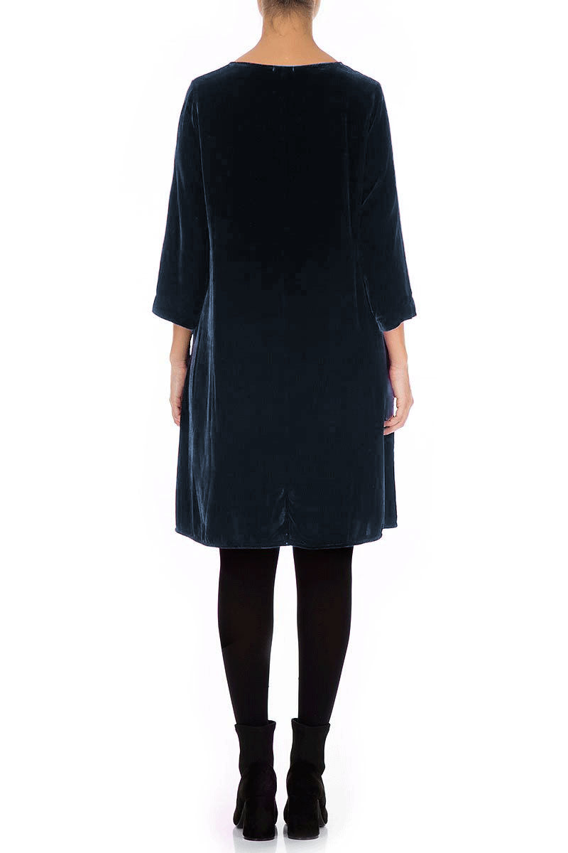 Elegant Royal Blue Silk Velvet Dress 2
