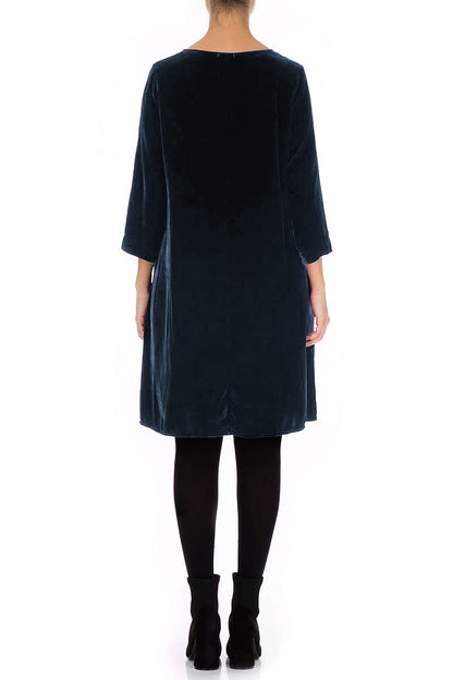 Elegant Royal Blue Silk Velvet Dress 2