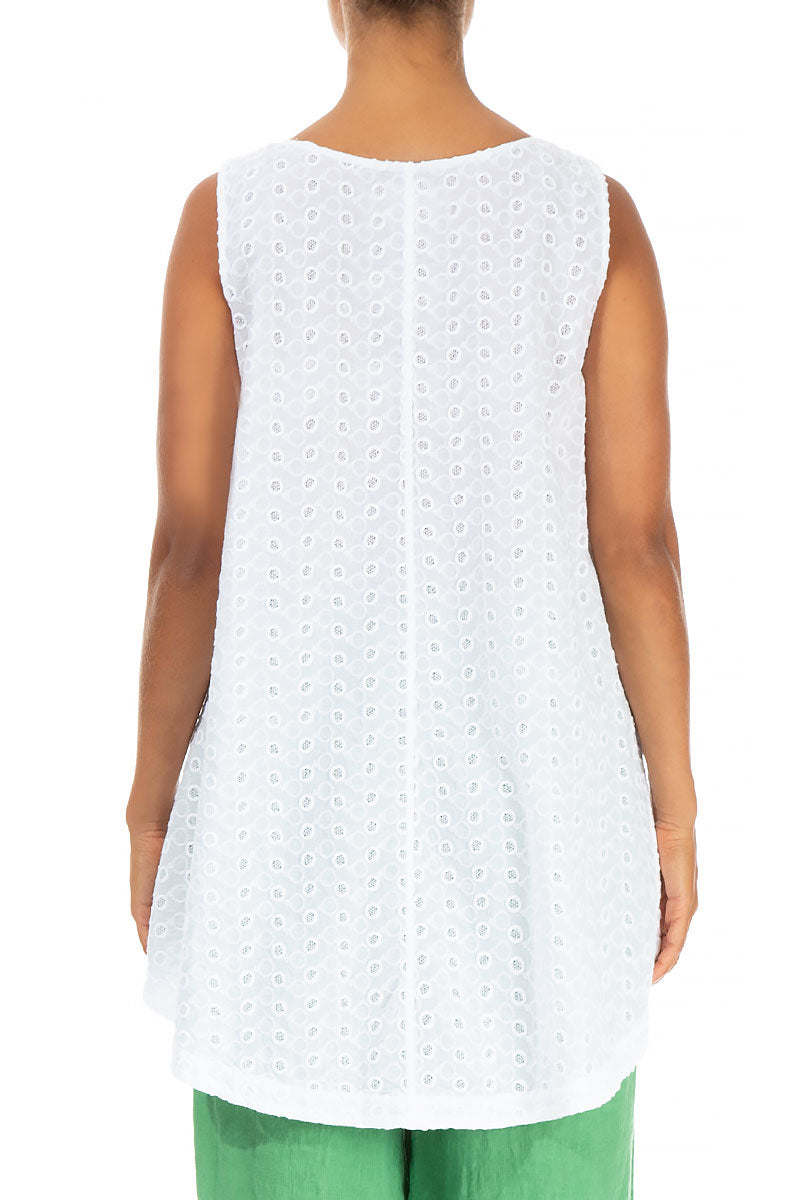 Embroidered Sleeveless White Cotton Blouse 2
