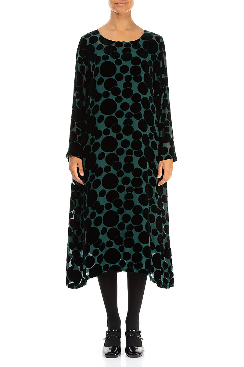 Emerald Devoré Bubbles Silk Velvet Dress