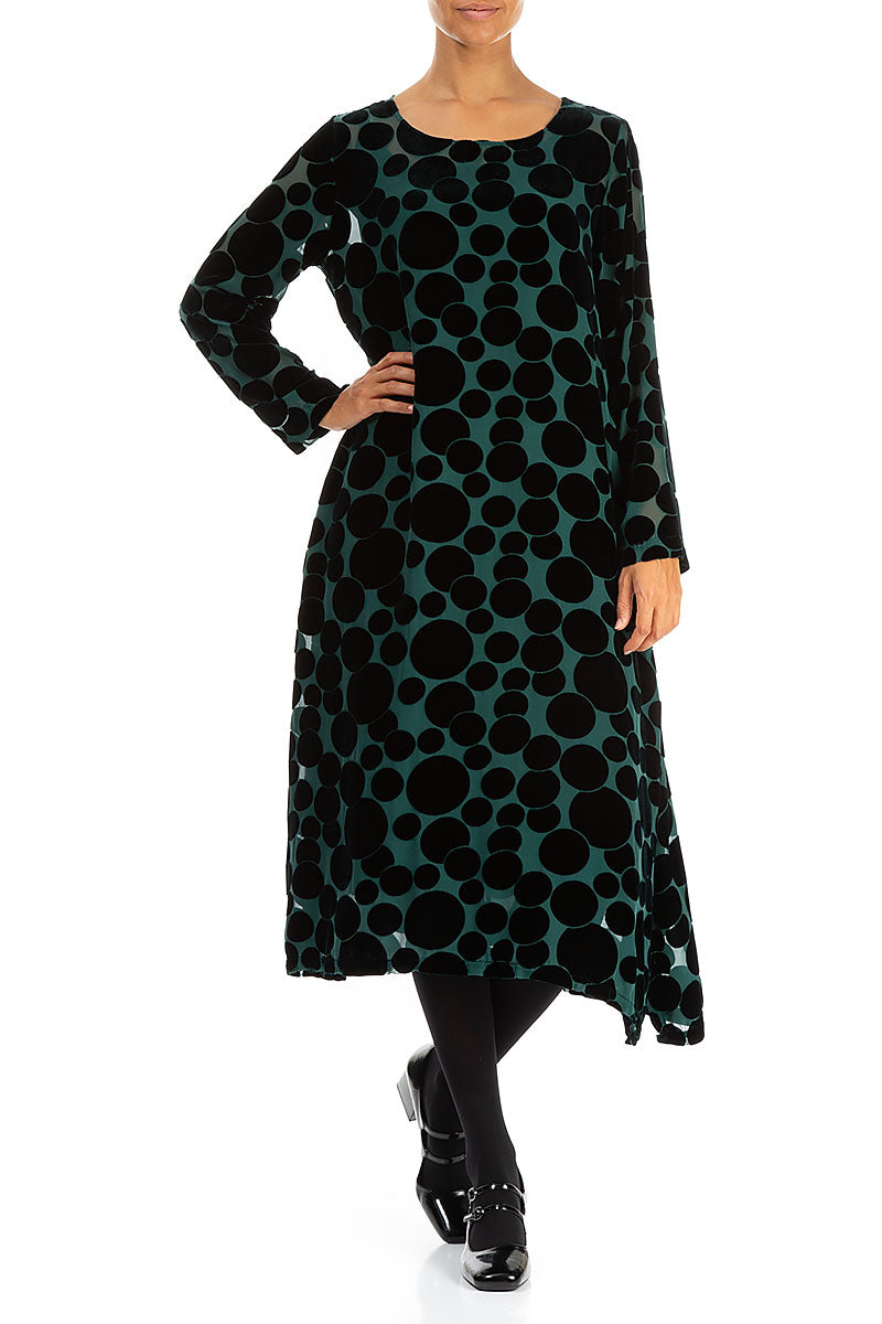 Emerald Devoré Bubbles Silk Velvet Dress