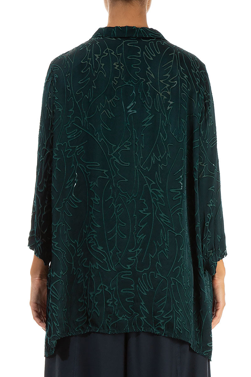 Emerald Devoré Feather Silk Shirt