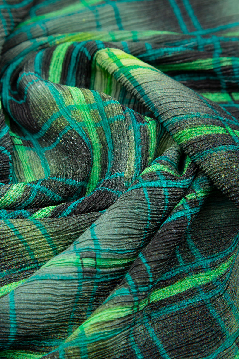 Emerald Grid Silk Viscose Scarf 4