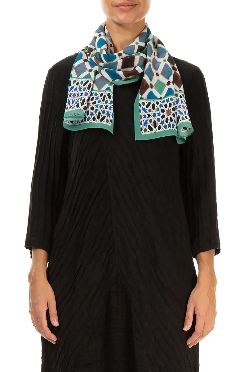 Emerald Mosaic Silk Scarf 1