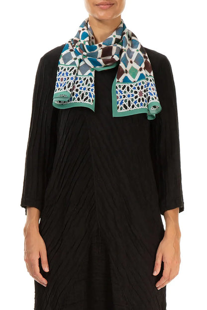 Emerald Mosaic Silk Scarf 1