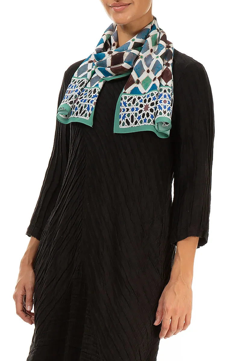 Emerald Mosaic Silk Scarf 5