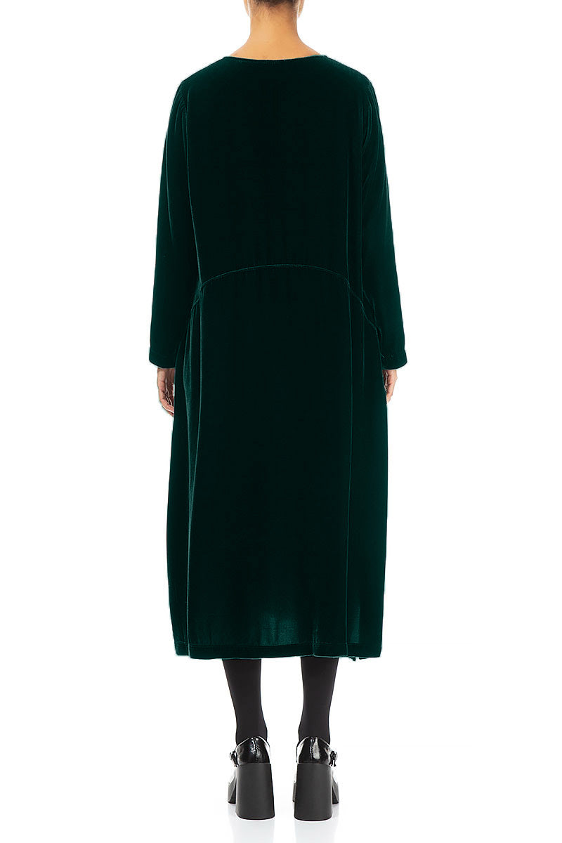 Emerald Silk Velvet Shift Dress