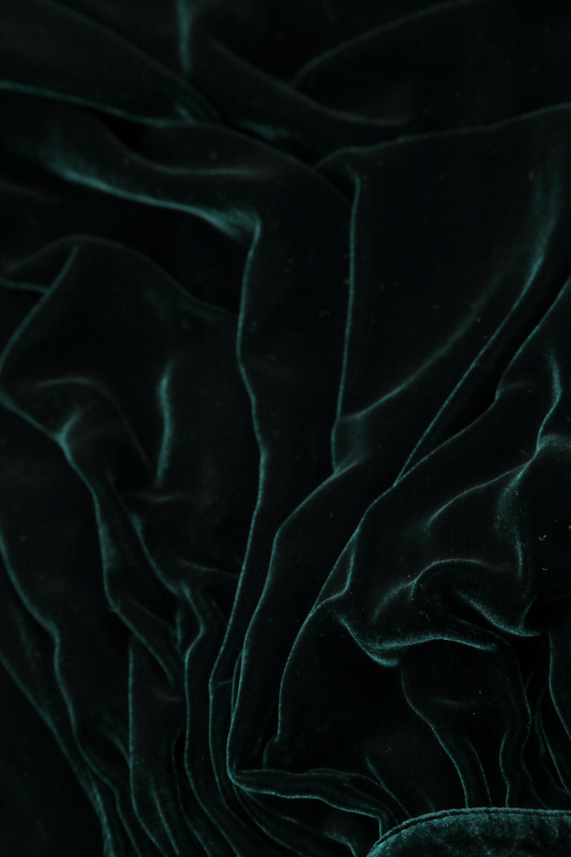 Emerald Silk Velvet Shift Dress