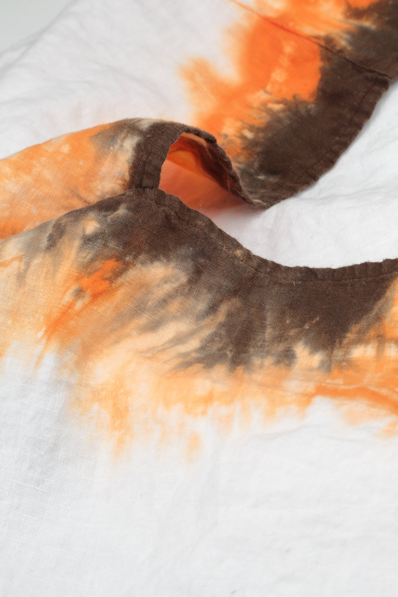 Empire Waist Amber Flame Ombré Linen Dress 5