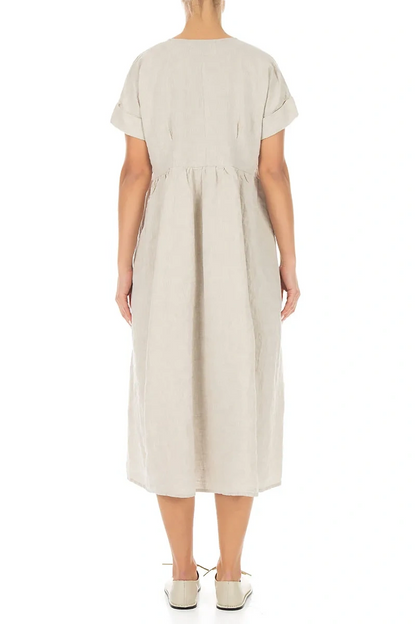 Empire Waist Natural Linen Dress