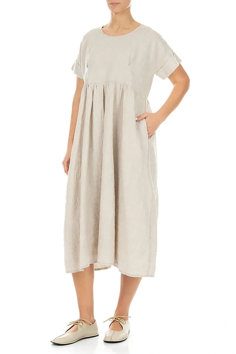 Empire Waist Natural Linen Dress