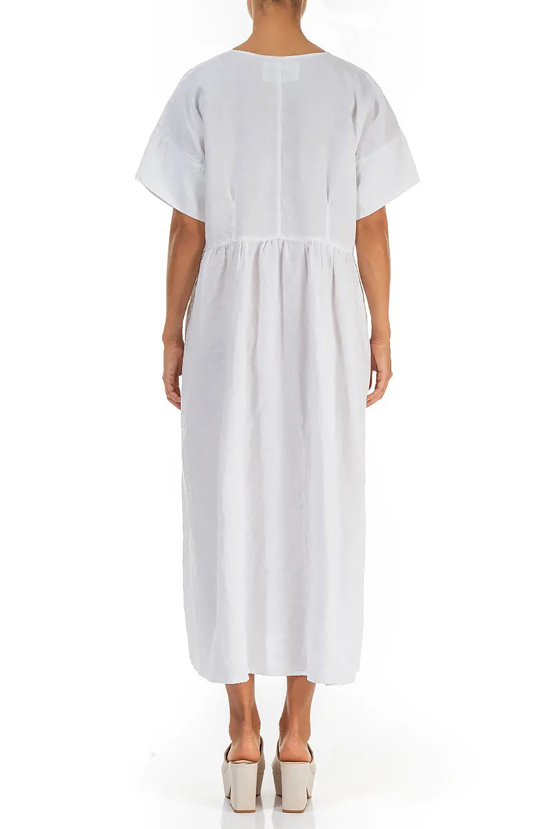 Empire Waist White Linen Dress L Empire Waist White Linen Dress L