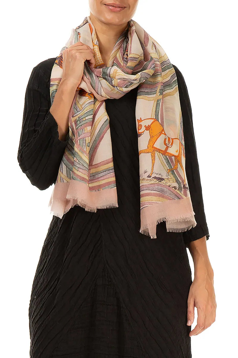 Equestrian Parade Cashmere Silk Scarf 4