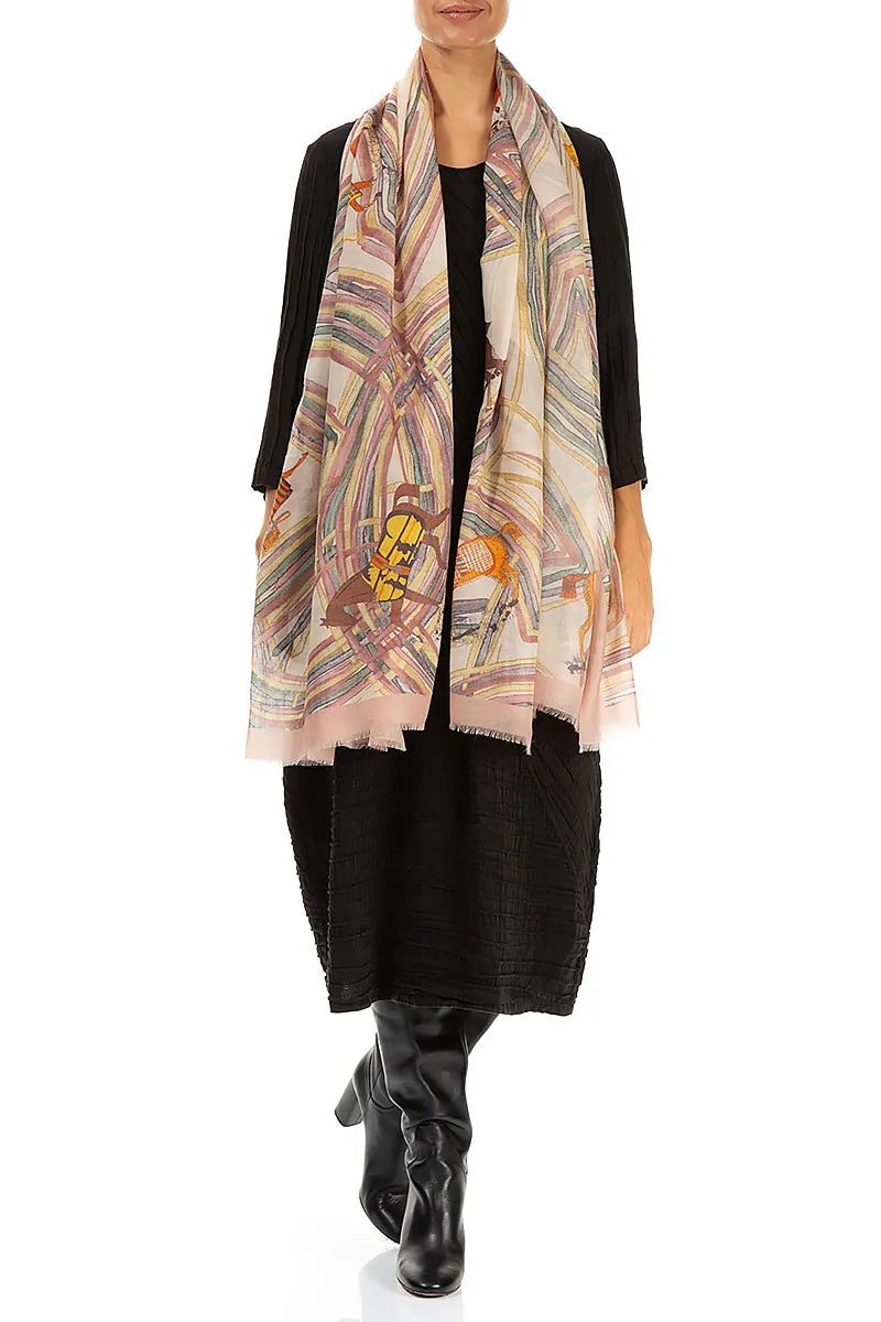 Equestrian Parade Cashmere Silk Scarf 3