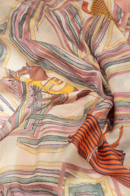 Equestrian Parade Cashmere Silk Scarf 7