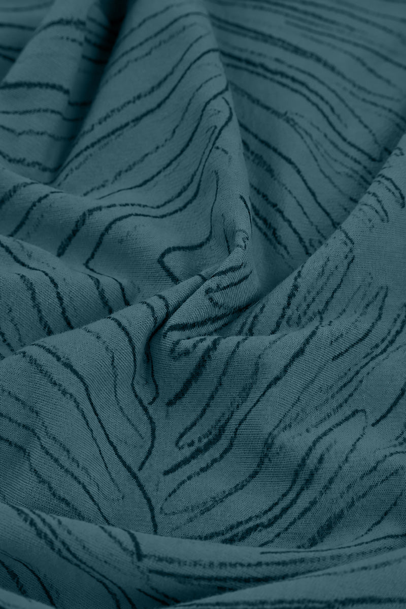 Exposed Seam Deep Turquoise Feathers Cotton Dress