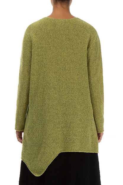 Exposed Seam Golden Lime Wool Sweater 2