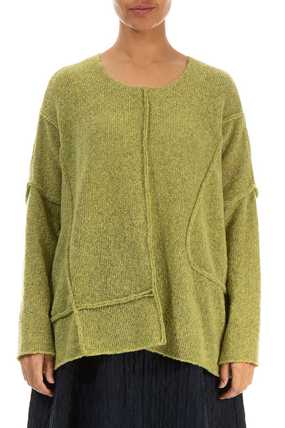 Exposed Seam Golden Lime Wool Sweater