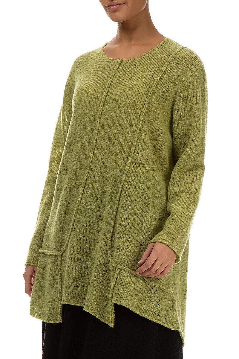 Exposed Seam Golden Lime Wool Sweater 3