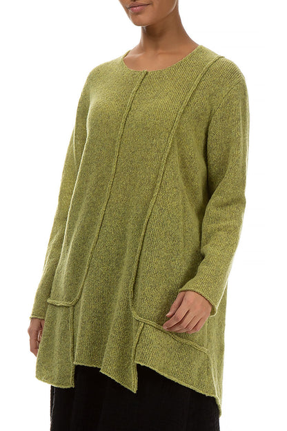 Exposed Seam Golden Lime Wool Sweater 3