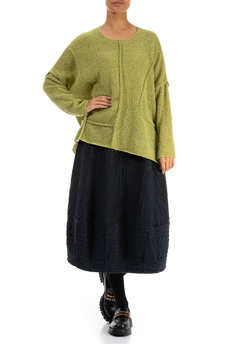 Exposed Seam Golden Lime Wool Sweater 4