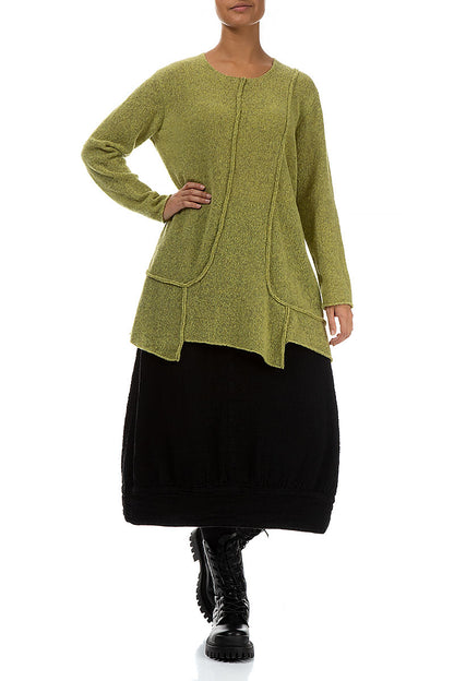Exposed Seam Golden Lime Wool Sweater 4