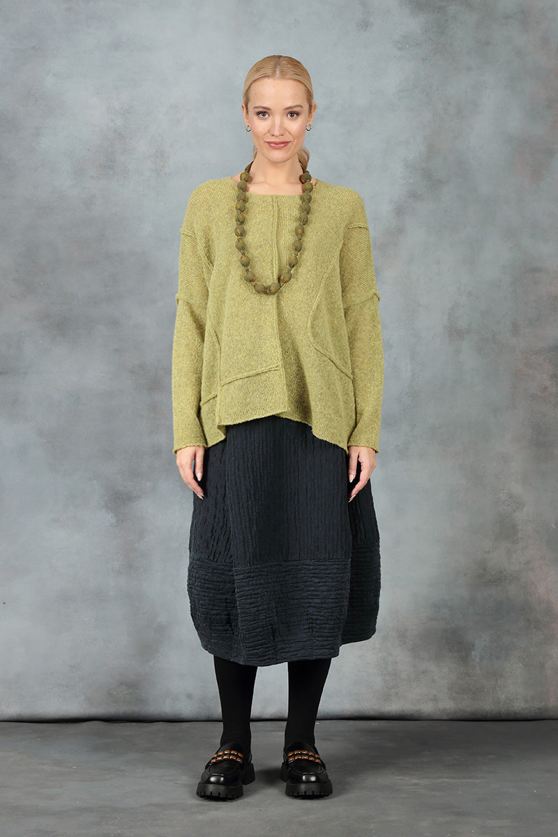 Exposed Seam Golden Lime Wool Sweater